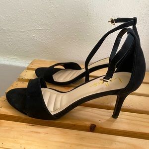 Lulu’s black ankle strap heel